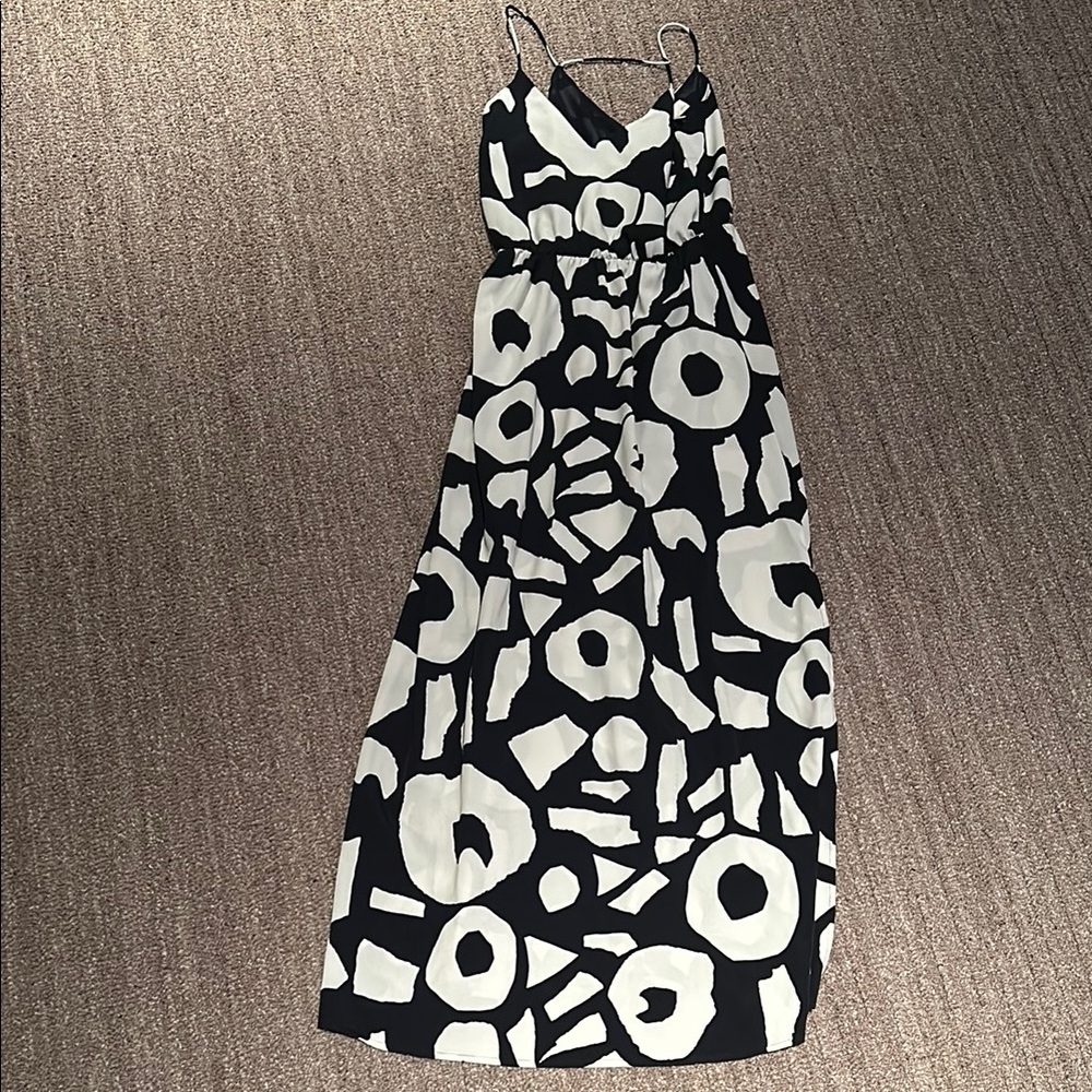 LOFT Blue and White Sleeveless Spaghetti Strap Sundress Maxi